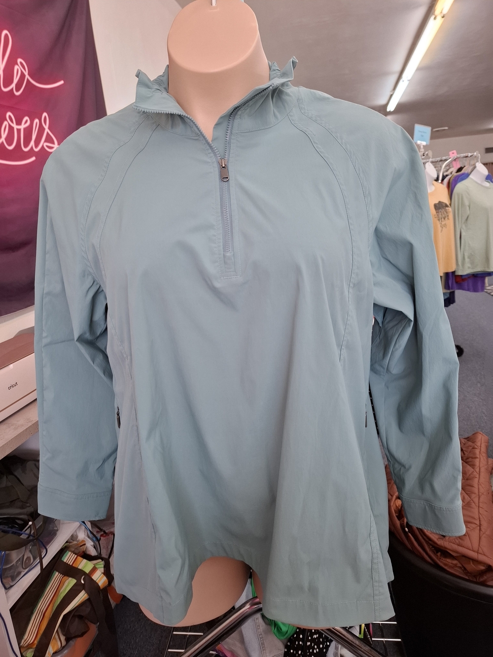 Athleta Light Aqua Half-Zip Utility Jacket Size L Oversized